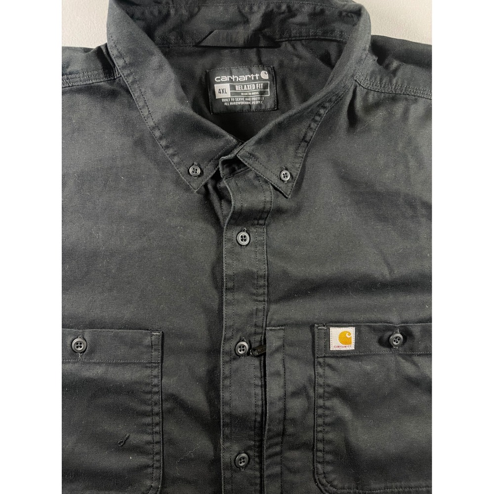 Carhartt Work Shirt Mens 4XL Black Short Sleeve Relaxed Fit Cotton Blend TW6688-